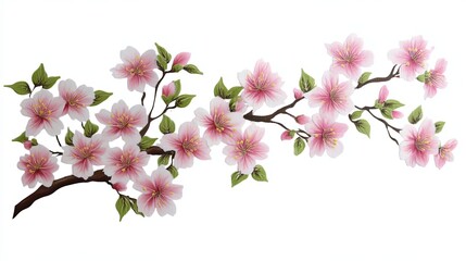 Obraz premium A detailed cherry blossom branch with rich pink flowers in full bloom, representing beauty, love, and the essence of spring.