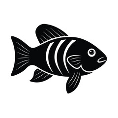 Fototapeta premium Rainbow Cichlid Silhouette Vector Art and Black Color Fish Design Illustration
