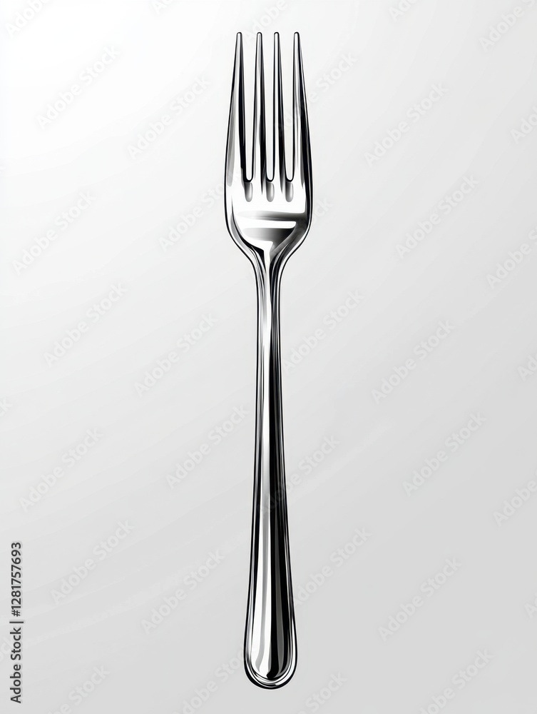 Poster elegant silver fork on soft gradient background capturing refined dining utensil for culinary projec