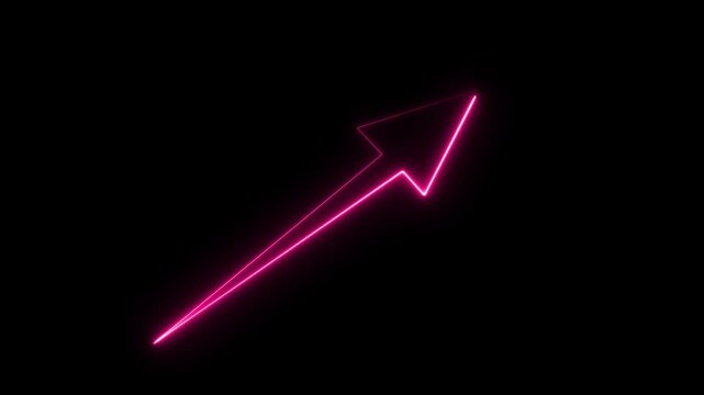 Business growing concept neon up arrow. neon arrow animation.