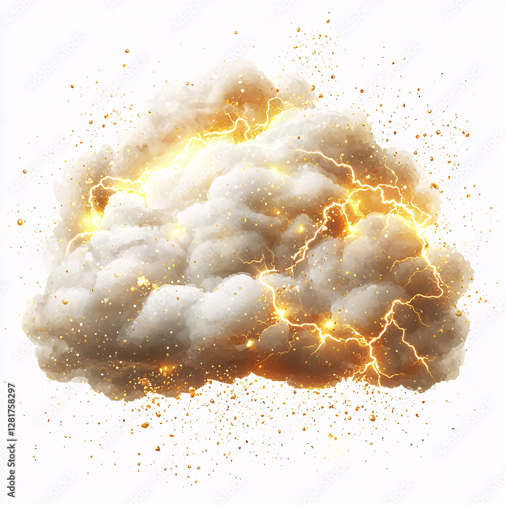 Poster Explosive cloud with lightning and spark effects.