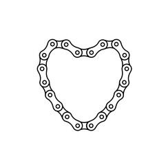 Bike lover  vector print. Bicycle chain heart