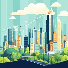 Obraz premium Illustrate a cityscape of economic growth