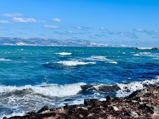 waves crashing on the rocks