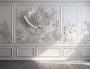 白い壁に花の装飾