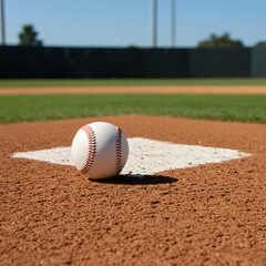 Baseball on Home Plate at Daytime