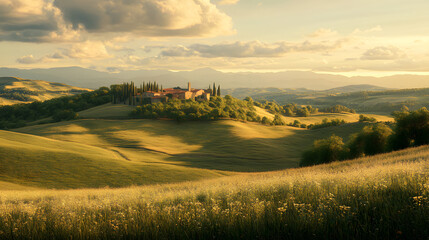 Obraz premium Ultra Detailed Tuscany Summer Landscape in Crete Senesi, Italy