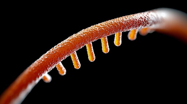 Close-Up View of Vibrant Orange Microstructure on Black Background