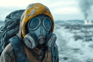 Survivor gas mask winter wasteland