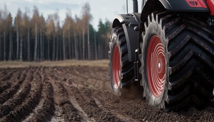 Obraz premium Autonomous robotic tractor using LiDAR sensors to navigate uneven terrains, optimizing fieldwork
