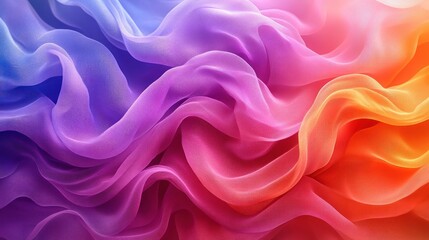 Obraz premium Colorful fabric waves, ombre gradient, smooth texture.
