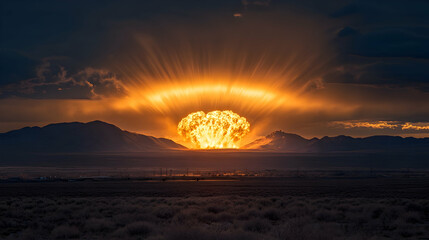 Stunning sunset explosion over mountain range illuminating landscape