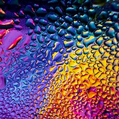 Close-up of water drops on metal surface in high resolution showing condensation of water droplets...