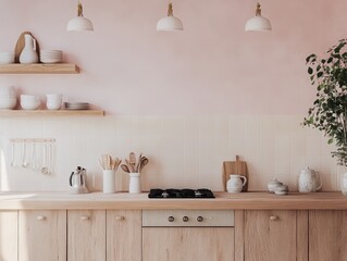 Fototapeta premium A new modern kitchen showcases the clean design style