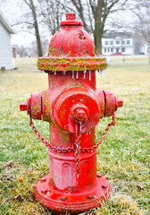 Frozen red fire hydrant