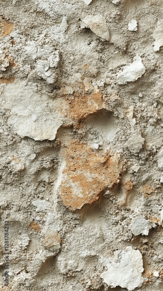 Poster weathered stucco wall with exposed brick and peeling paint creating a textured surface for backgroun