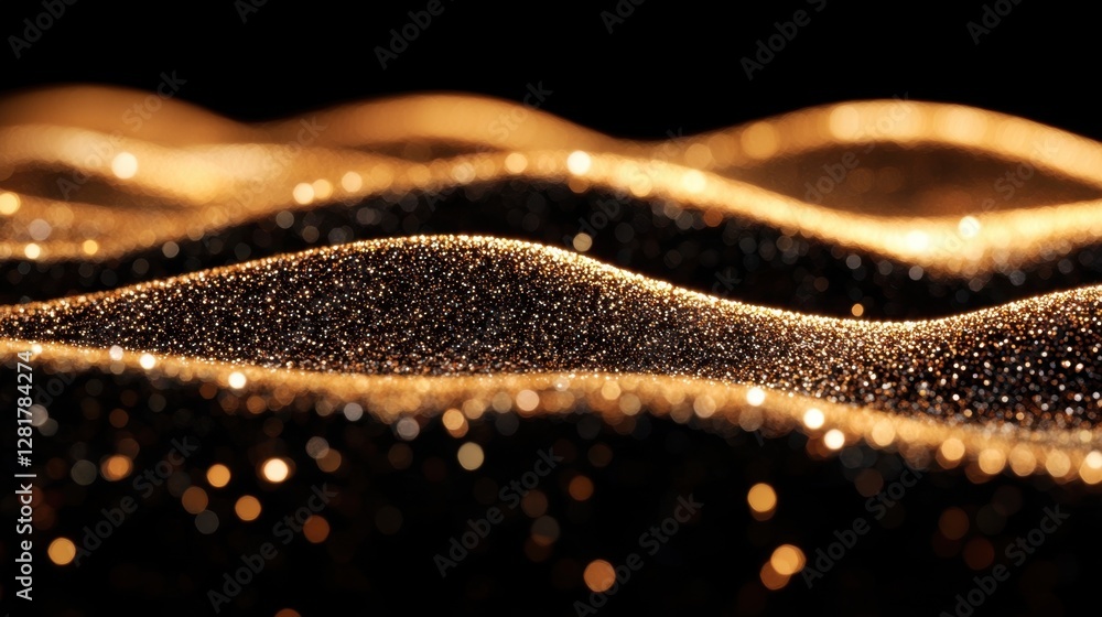 Poster abstract golden glitter wave on dark background captivating shimmering texture and bokeh effect eleg