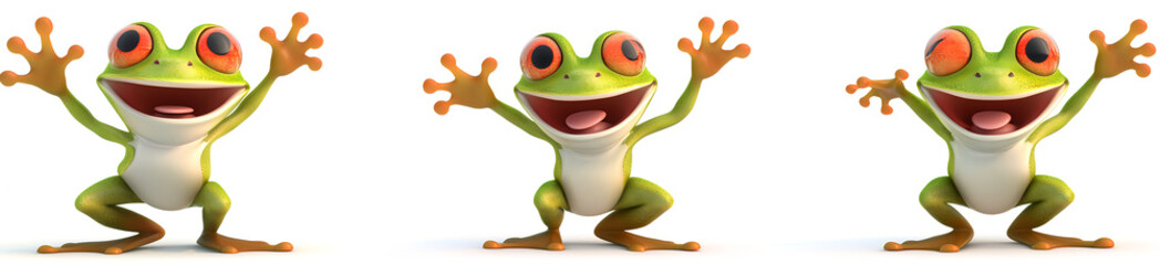 Fototapeta premium Happy Cartoon Frog Waving