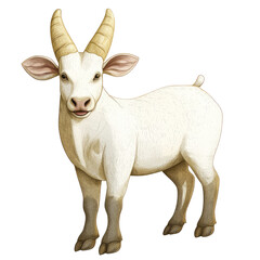 Fototapeta premium Cute Illustrated White Banteng with Curved Horns Standing Gracefully in a Natural Setting