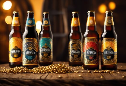 creative beer bottle mockup showcasing vibrant labels eye catching designs colors unique product presentation, beverage, craft, brewery, alcohol, refreshment