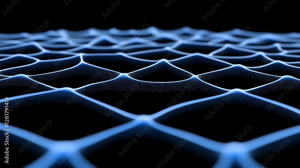 Poster abstract blue wave pattern with glowing lines on dark background
