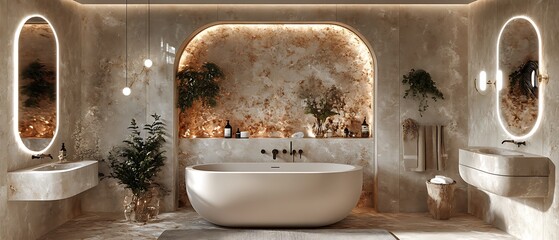 Attend to a moment of subtle release inside this minimal garden villa spa bathroom, etched in clean white to affirm unity. A carefully contoured tub pairs with discreet hardware, accompanied 