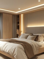A Modern Bedroom Decorated With Minimalist Interior Elements