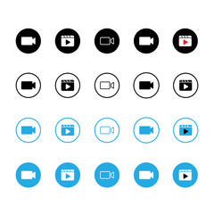 video camera icon for streaming , facetime icons video call symbol, Video player icon set