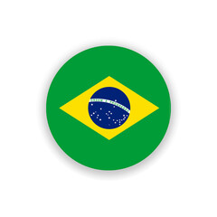 Obraz premium Brazil national flag in circle shape isolated on white. Illustration