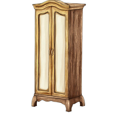 Elegant Wooden Chifforobe with Double Doors, Vintage Style, Intricate Grain, Storage Solution for Home Decor