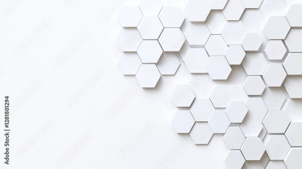 Poster white hexagonal pattern on minimalist background for abstract design