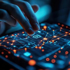 Naklejka premium Unlock financial opportunity, Digital Revolution, Bridge the gap with technology