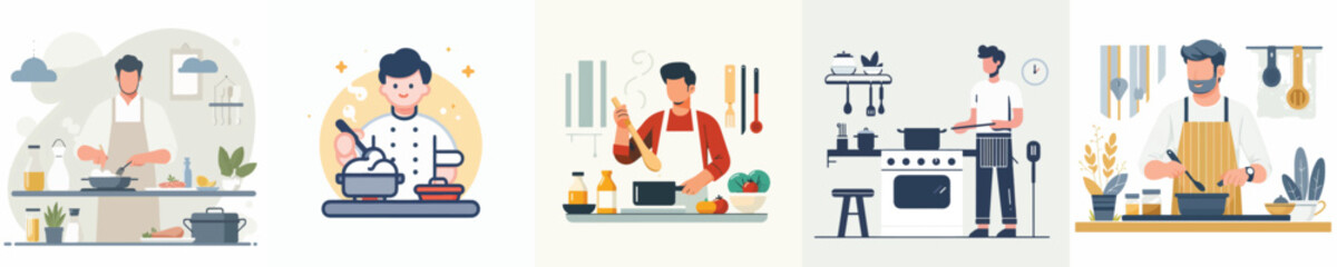 Vector of a person cooking