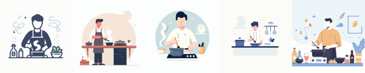 Vector of a person cooking