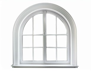 white arched window frame isolated on white background