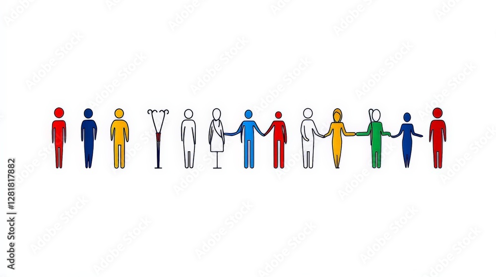Aufkleber diverse group of simple icons representing unity and connection