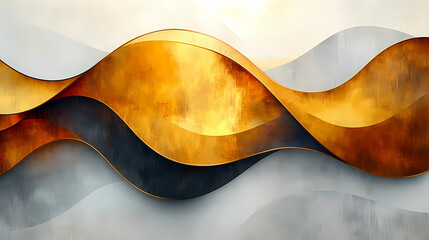 Luxury Abstract Geometric Pattern with Transparent Gold Layers and White Overlap for Branding or Packaging Background Design