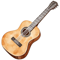 Obraz premium Artistic Wooden Guitar Illustration with Detailed Texture and Strings for Creative Design Projects and Music Themes