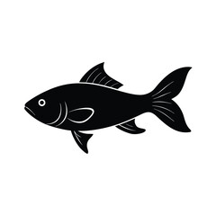 Shubunkin Silhouette Vector Art Illustration and Shubunkin Fish Black Color Design