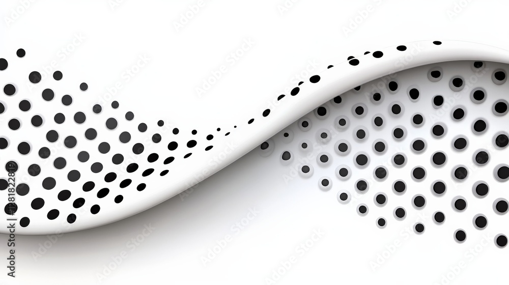 Poster Abstract Black and White Wave Pattern with Dots and Gradients