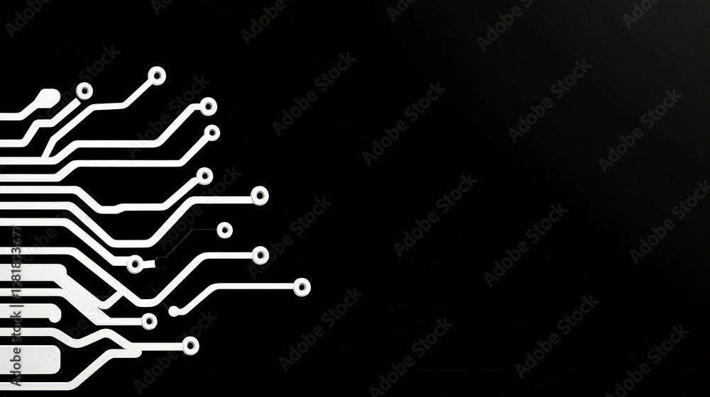 Poster abstract circuit board design on black background for technology use