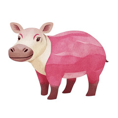 Fototapeta premium Charming Illustration of a Hippo-Pig Hybrid in a Playful Style, Captivating and Unique Art Piece for Any Design Project