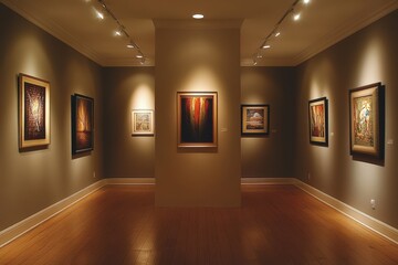 Modern Art Gallery Interior With Paintings Displayed