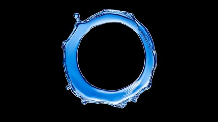 Circular Splash of Water Isolated on Black Background for Design