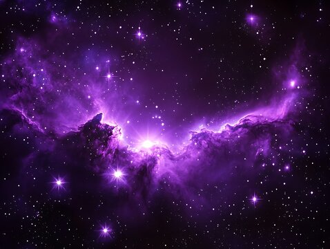Fototapeta Purple nebula cosmic space background