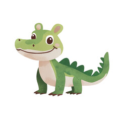 Obraz premium Cartoon Alligator Character with Friendly Expression and Vibrant Colors Perfect for Children's Media and Educational Content