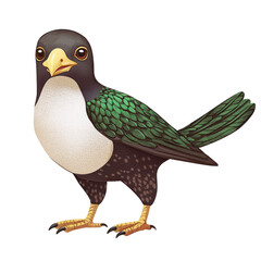 Obraz premium Colorful Illustration of an Alpine Chough Bird with Unique Features and Vivid Detail