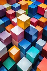 Obraz premium Colorful Cubes Arrangement Creates a Vibrant and Abstract Composition with a Playful and Modern Aesthetic Style