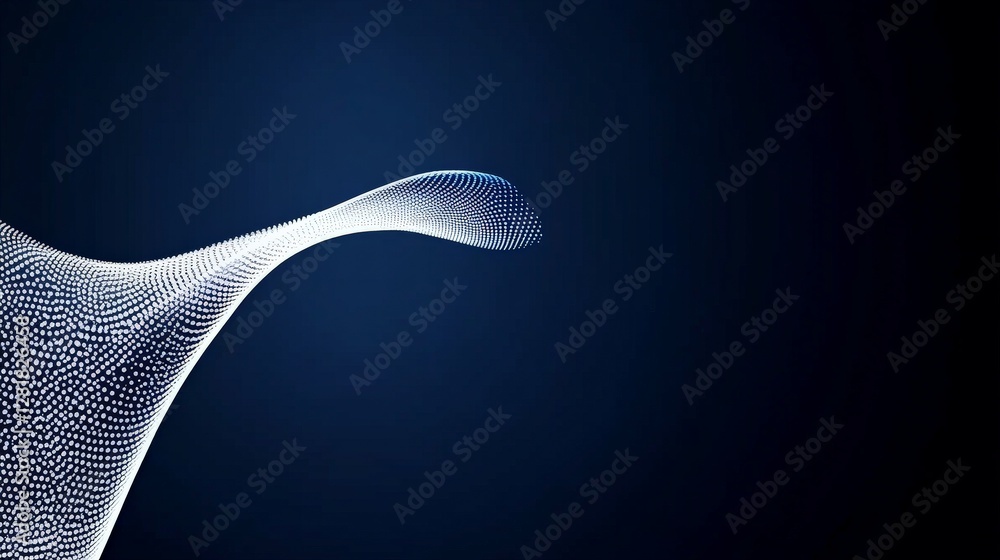Poster abstract wave pattern with dots on dark blue background