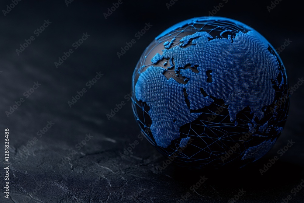Leinwandbilder planet earth rotating showing global network connections and data exchange